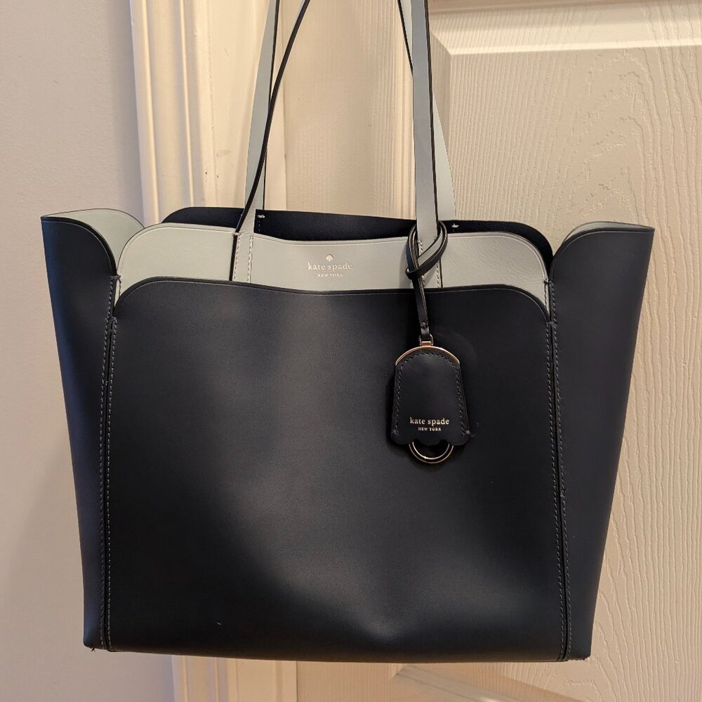 Kate Spade Two-Toned Leather Shoulder Tote, Blue